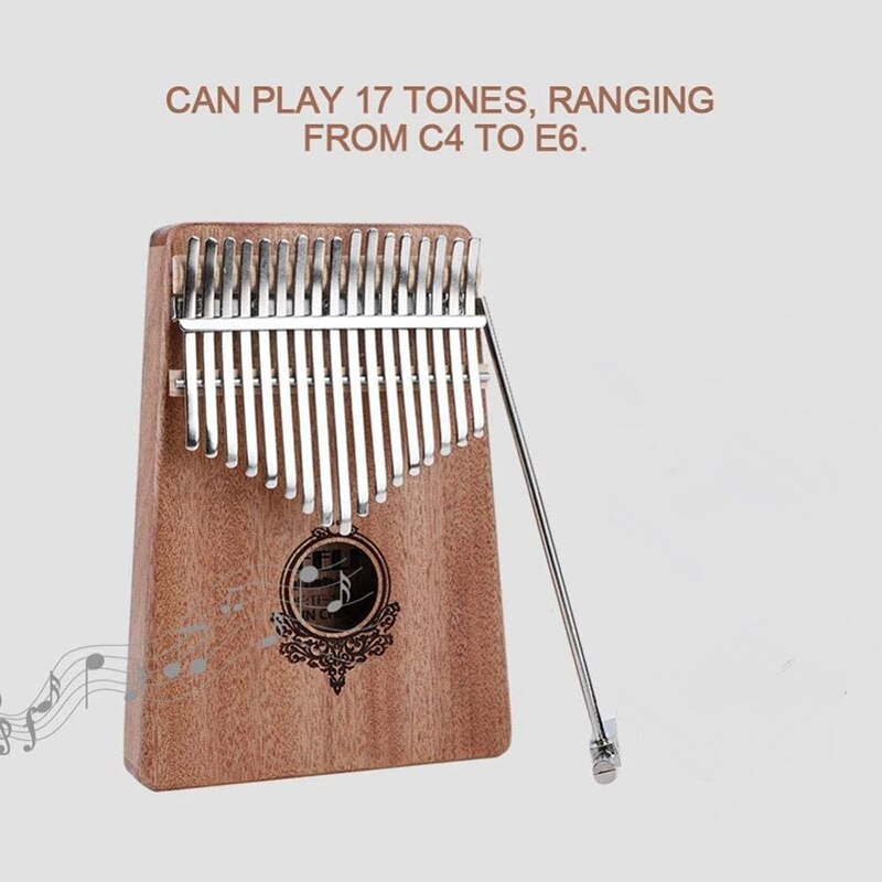 Kalimba duimpiano ,17 toetsen draagbare mahoniehouten afrikaanse muziekvingerpiano met stemhamer voor muziekliefhebbers
