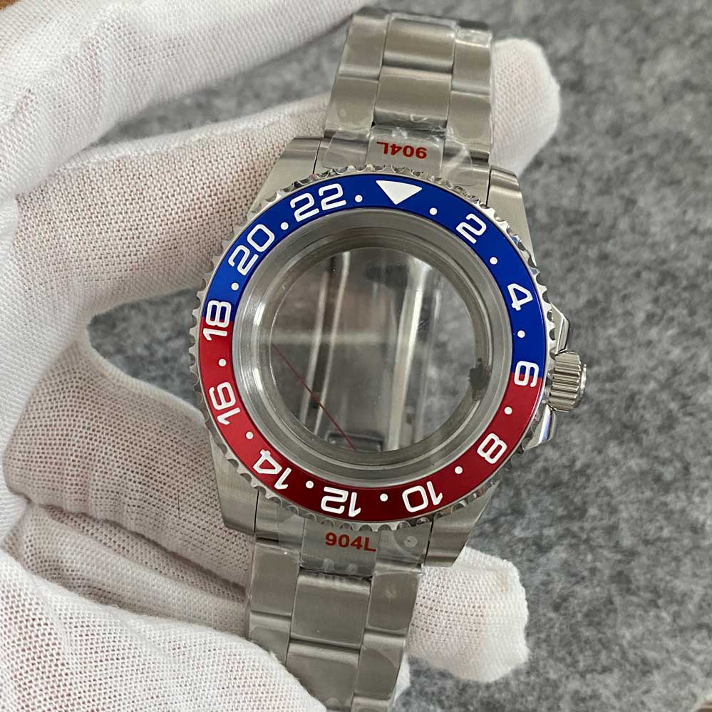 40Mm Transparante Bodem Horloge Case + Zand Riem Strap Extension Gesp Platte Saffierglas Geschikt Voor NH35/NH36 beweging