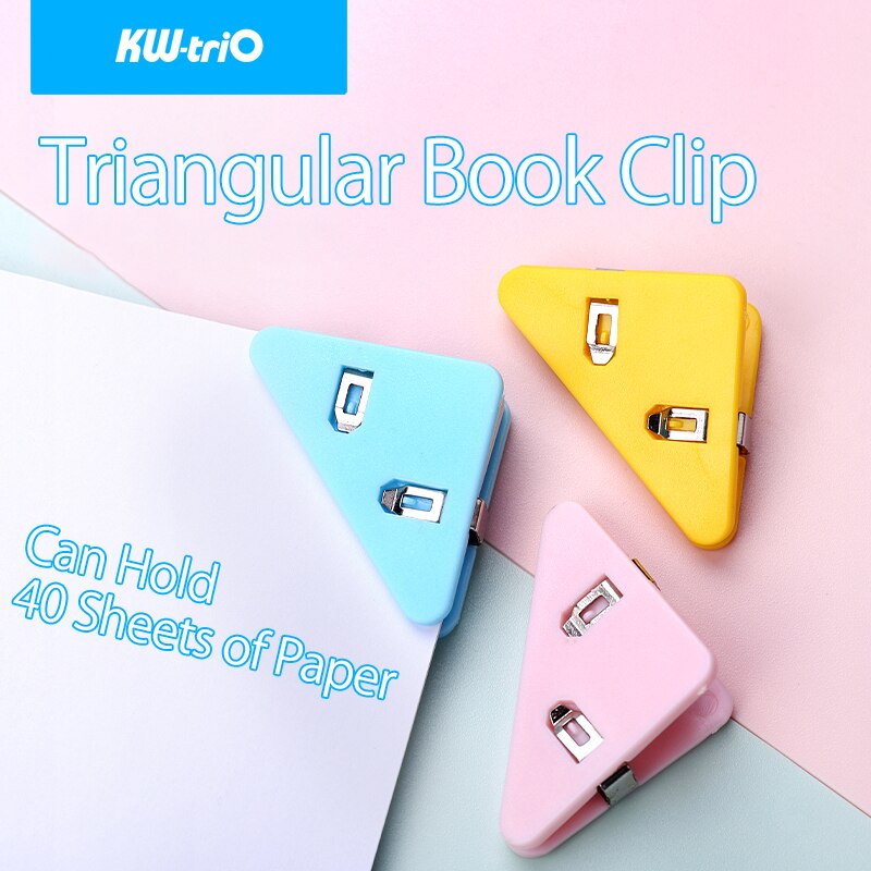 KW-triO Triangular Book Clip Colorful Paper Clip Notebook Binder Clip Cute Bookmark Clip DIY Office Accessories Student Supplies