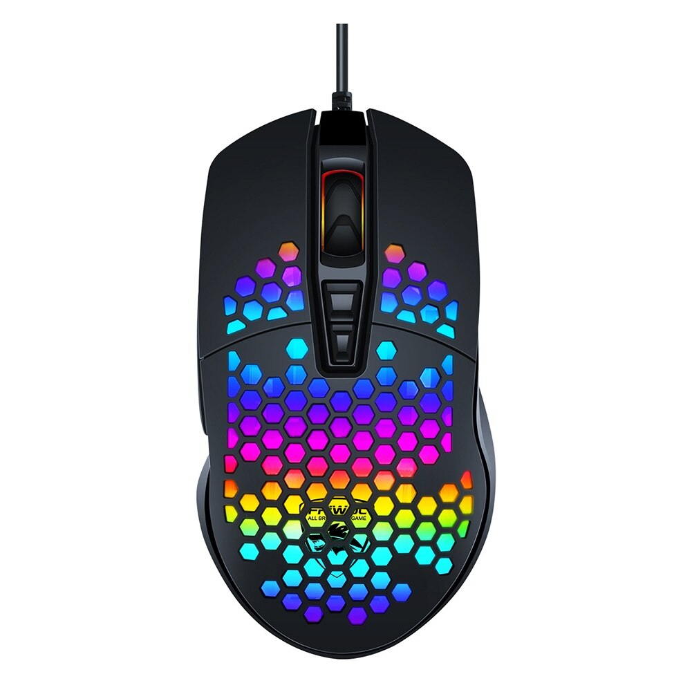 V9 Ergonomische 4000DPI USB Maus Verdrahtete Hohl-aus RGB Kühle Bienenwabe regenbogen Druck Licht Spielen Maus Mäbenutzen für PC: Schwarz
