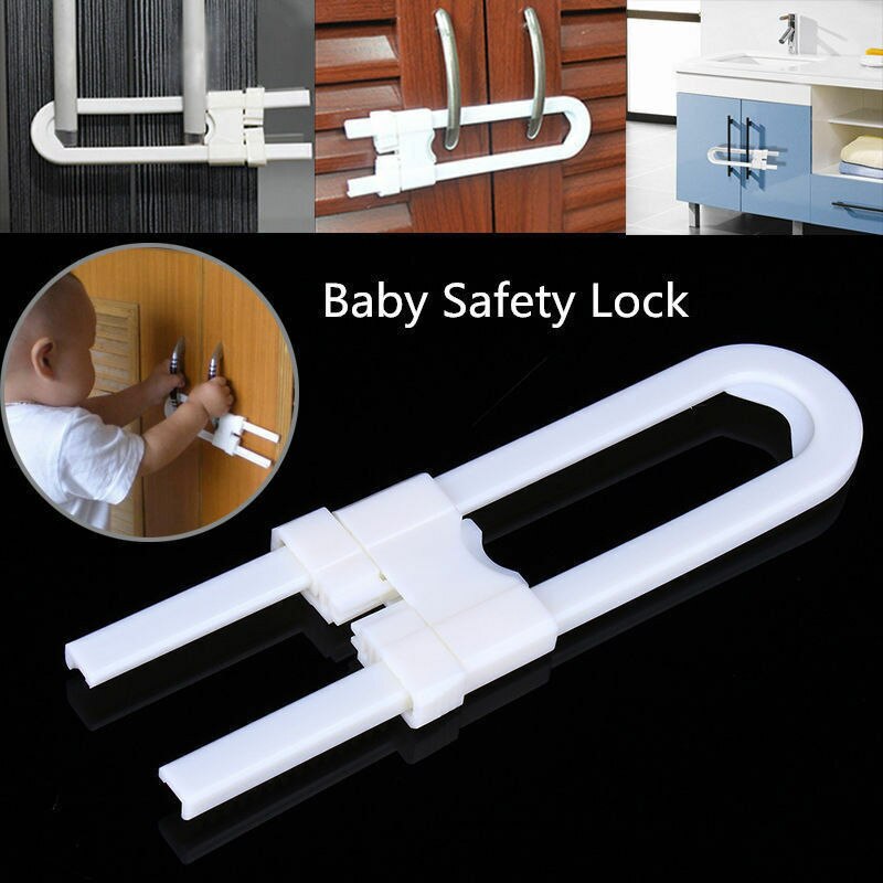 1pc Plastic Baby Safety Lock U-Shaped Cabinet Latches Kids Toddler Safe Closet Kitchen Door Locks