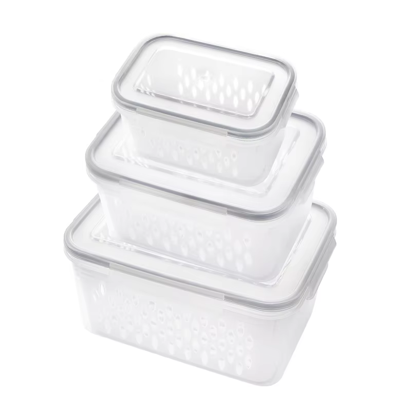 Caja de almacenamiento para refrigerador, cajas selladas de plástico para mantenimiento fresco de frutas y verduras, escurridor, contenedor de almacenamiento de alimentos para cocina y nevera: Marfíl