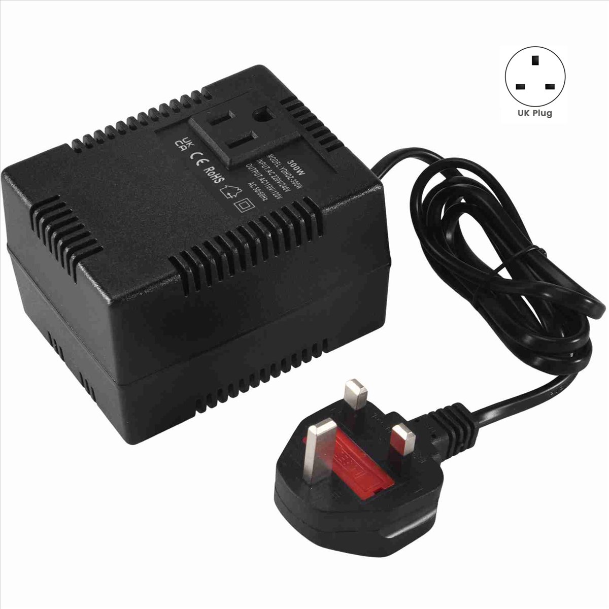 Persevering - 300w spændingsomformer 220v to 110v transformer step-down transformer spændingsomformer rejseadapter uk stik