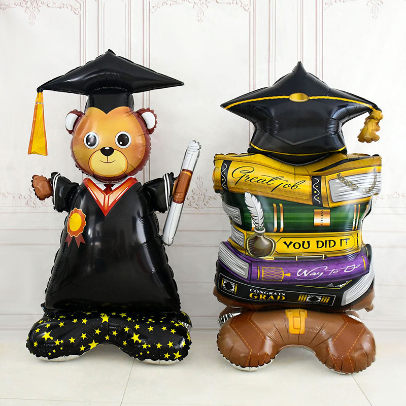 Dimissionsballon guld sort læge heliumfolieballoner tillykke dimission gymnasie dimissionsfest dekoration