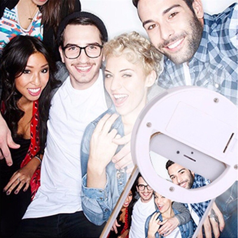 Makeup Mirror Mobile Phone Light Clip Selfie LED Auto Flash For Cell Phone Smartphone Round Portable Selfie Flashlight
