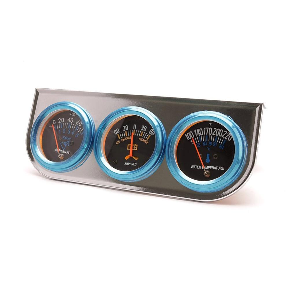 Triple Gauge Kit Olie Druk Water Temp Gauge Chrome 2 "52Mm 3 In 1 Amp Meter Universa Auto meter Accessoires