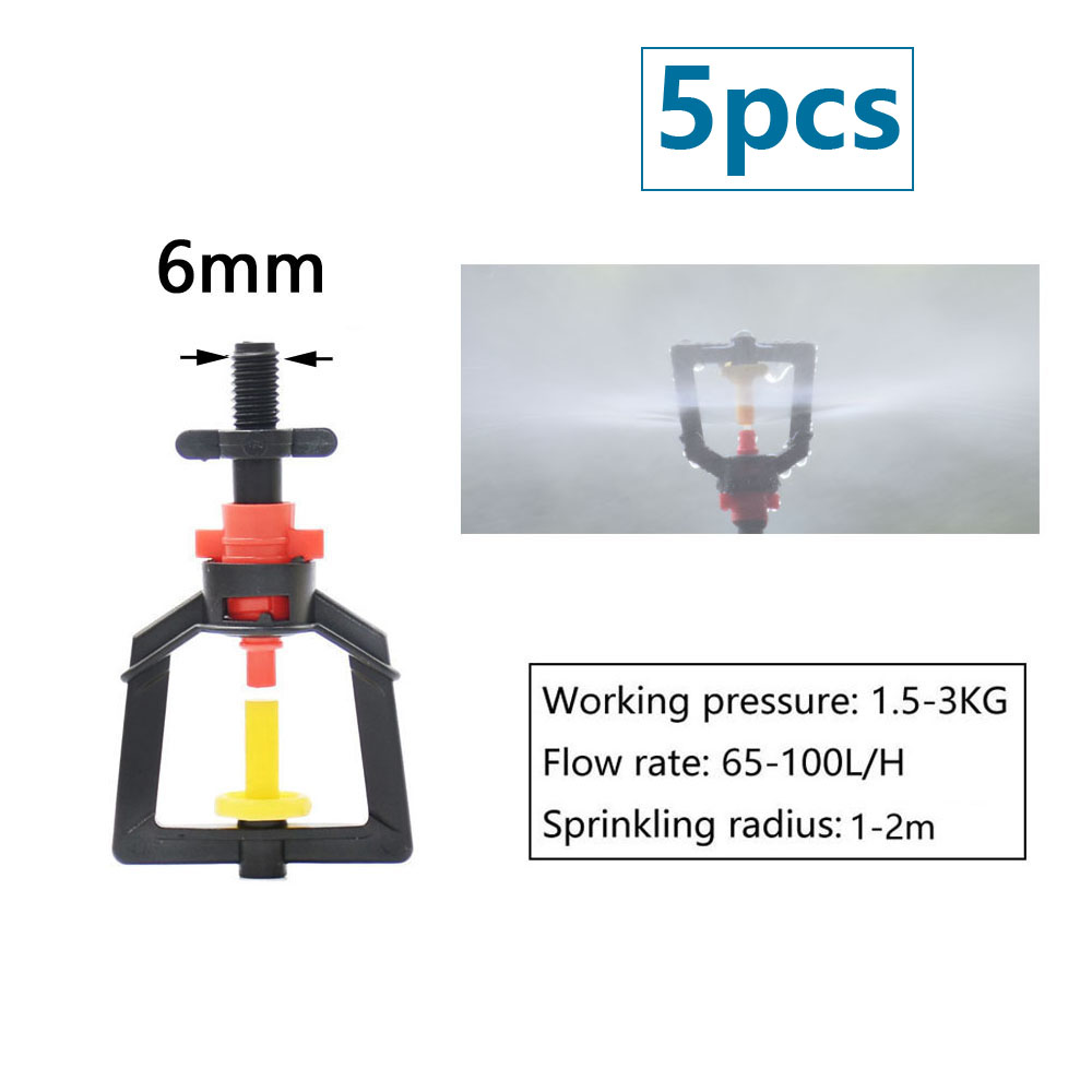 5Pcs Greenhouse 360 Refraction Micro Nozzle Garden Drip Irrigation Misting System Hanging Humidifier Sprayer w 4/7mm Barb: light yellow