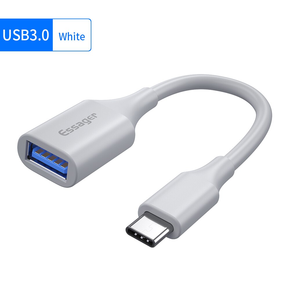 Essager USB C Per Adattatore USB OTG Cavo USB di Tipo C a USB 3.0 Adattatore Femmina Per Macbook Samsung S10 huawei Tipo-C USB-C Adattatore: USB 3.0 White