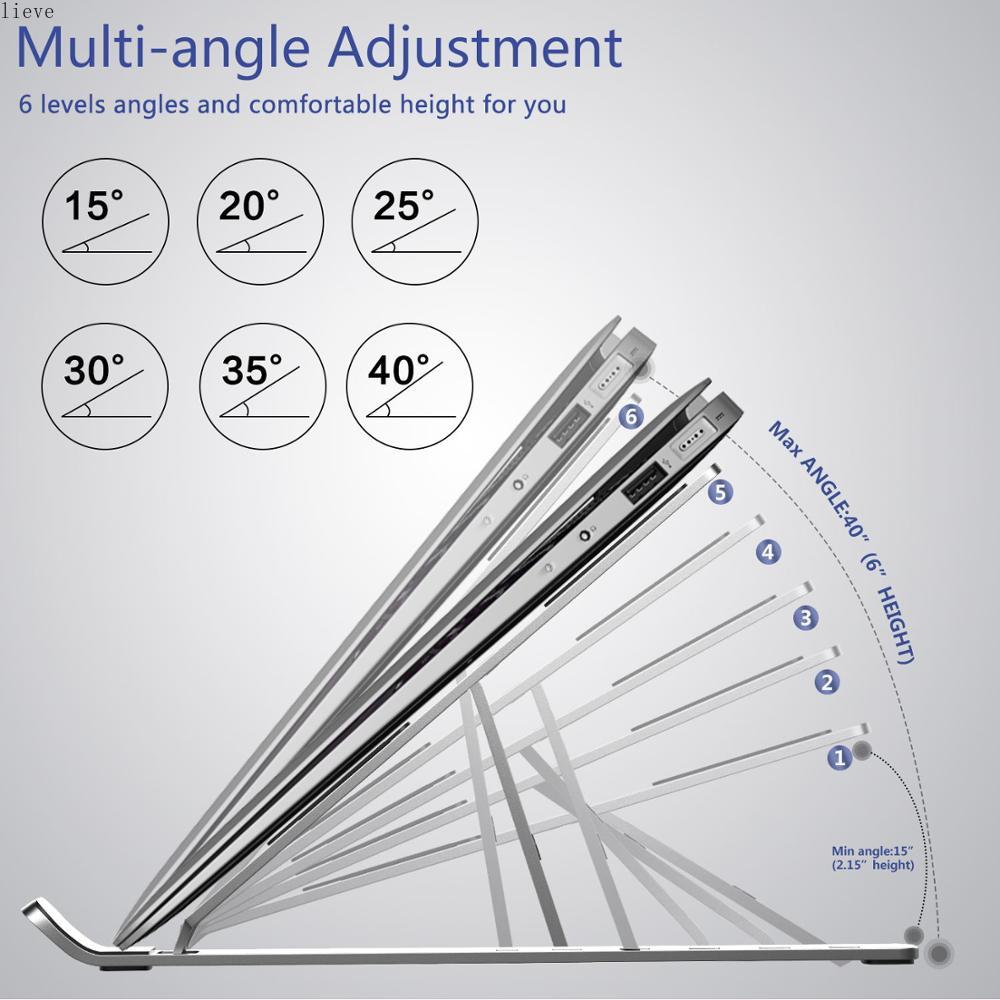 Soporte portátil para MacBook Air Pro, elevador de aluminio ajustable, plegable, 11/13/17 pulgadas