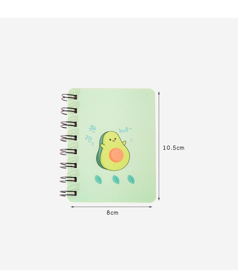 Cartoon cute avocado A7 coil notebook kawaii student mini portable notebook small pocket notebook student office stationery