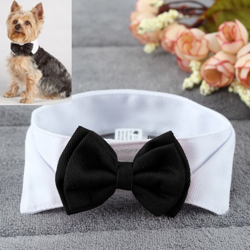 Corbata para mascotas ajustable con lazo para cachorro, gatito, perros, lazo para gato, ropa para mascotas, perro, gato, de Navidad: L / Black