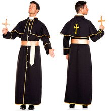 Adult Pastor Priest Monk Robe Costume Suit Godfather Missionary Priest Serving Priest Serving Halloween Clothing
