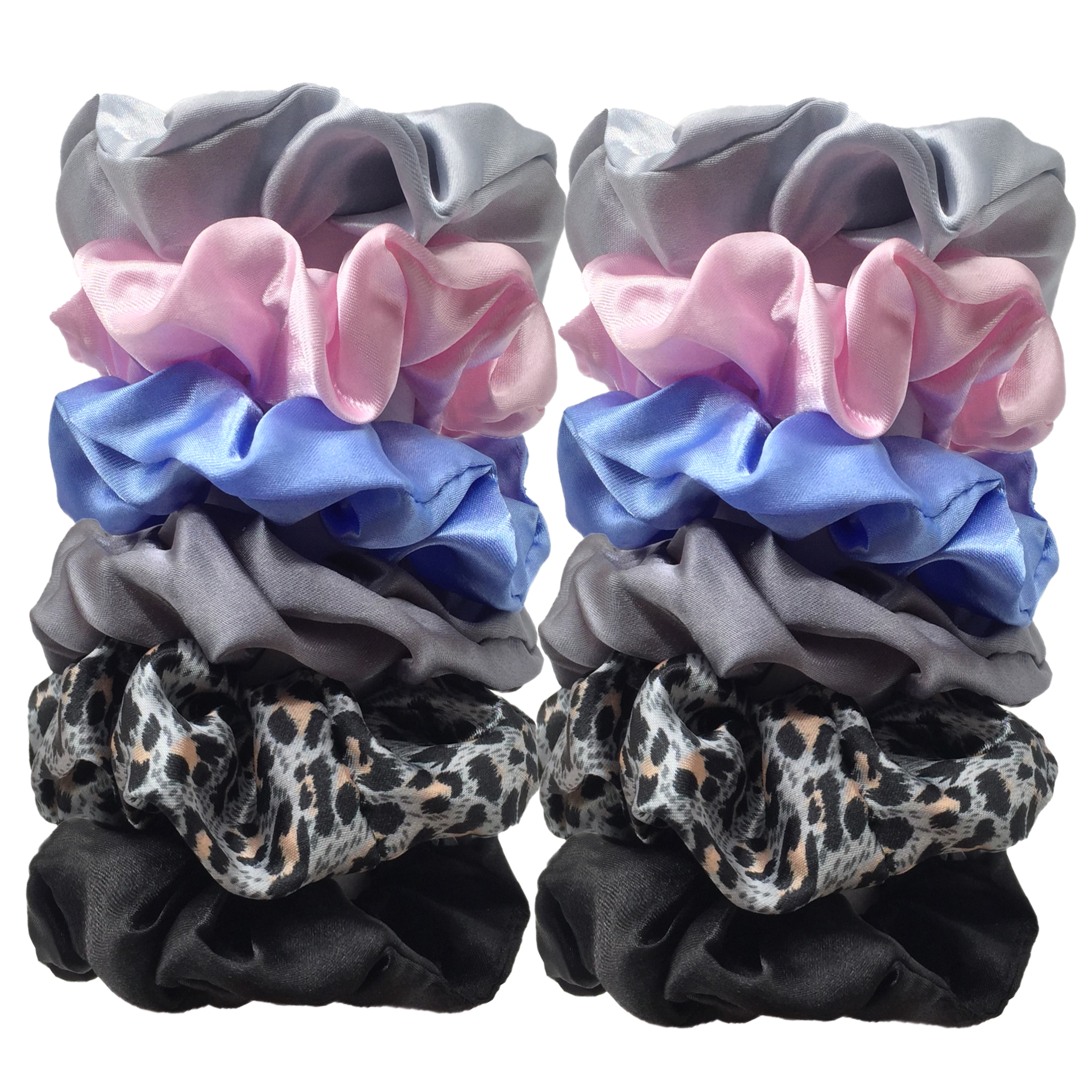 12PCS Soft Satin Colorful Intestine Hair Band Hair Accessories hair scrunchies Headwear For Ponytail Cute Causal Women: GRAY
