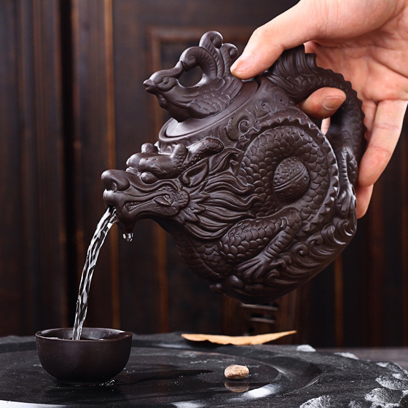 mini chinese purple clay teapot for make tea pot set water kettle smart ornamental teapots purple sand dragon tea pots teaware