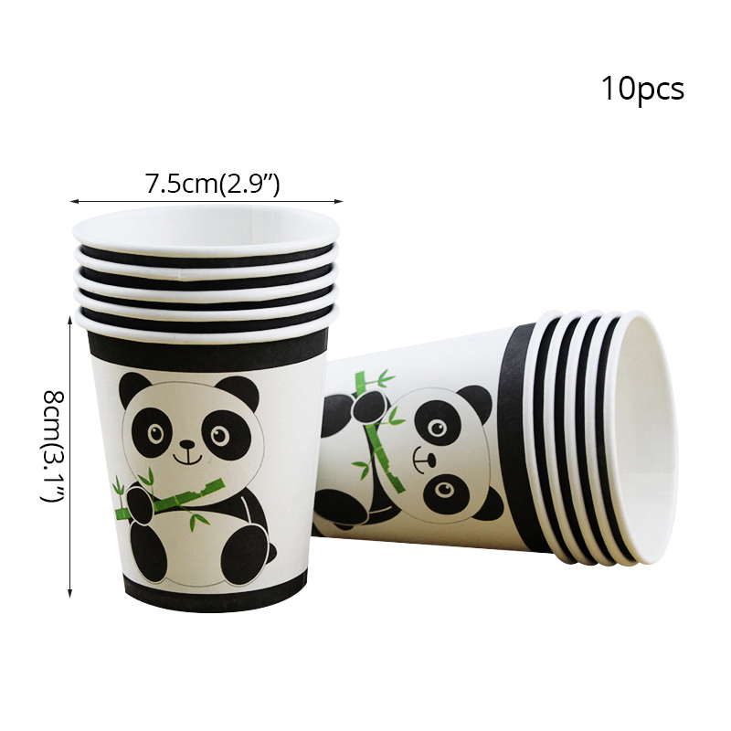 Cartoon Panda Party Decorations Foil Balloons Paper Plate Cup Disposable Tableware Set Kids Birthday Party Baby Shower Supplies