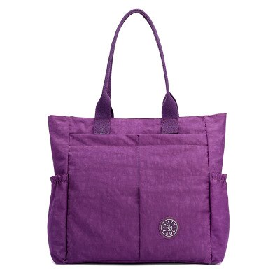 10 farger kvinners uformelt lerret stor kapasitet vanntett lett skulderveske håndveske mamma bag: Lilla