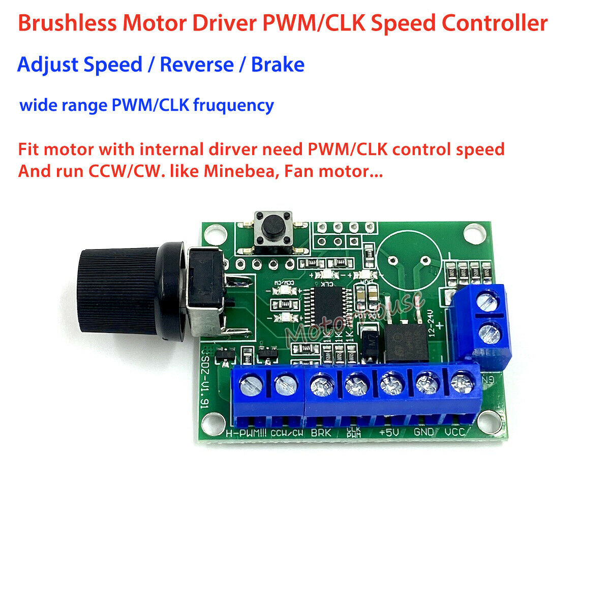 12V-24V Dc Brushless Motor Speed Controller Bldc Snelheid Schakelaar Regelgeving Pwm/Clk Voor Minebea Nidec borstelloze Motor