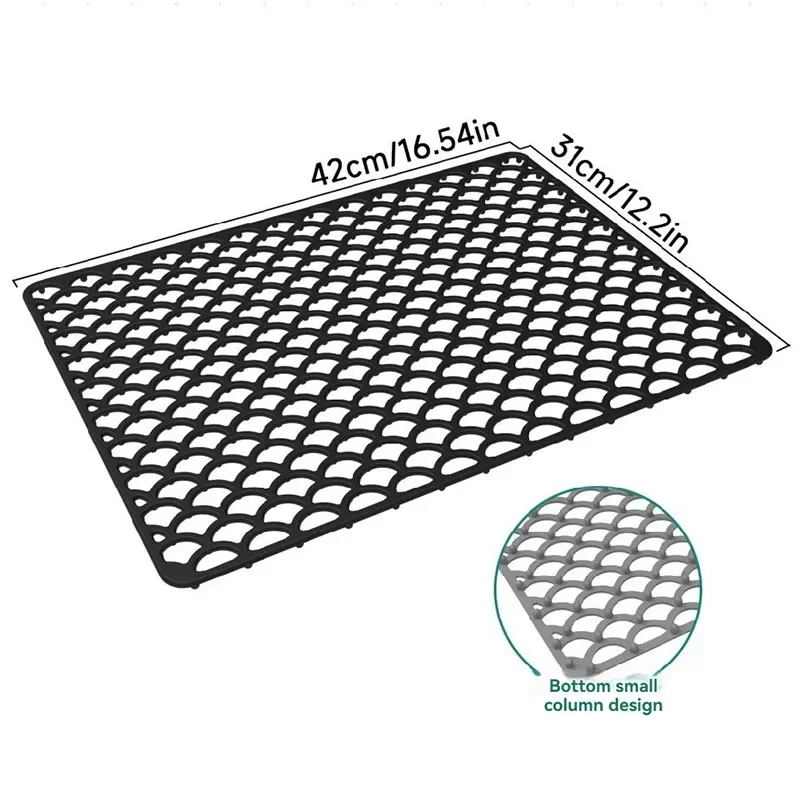 Tapete protetor de pia de silicone para cozinha, dobrável, antiderrapante, utensílios de mesa, drenagem, secagem, casa, multifuncional: Verde