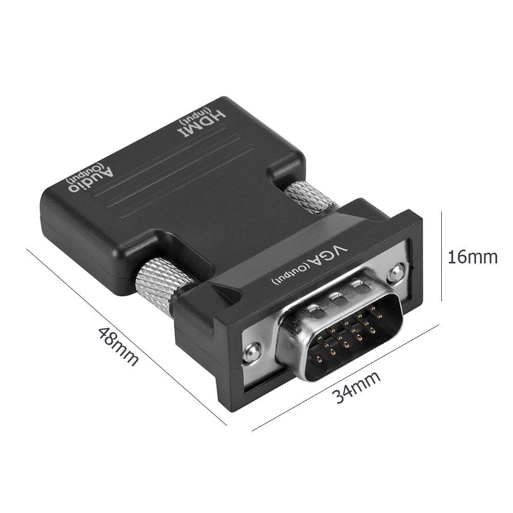 1080P HDMI-Compatible to VGA Adapter VGA Audio Output Cable Converter Connector Adapter for PC Laptop TV Projector Monitor