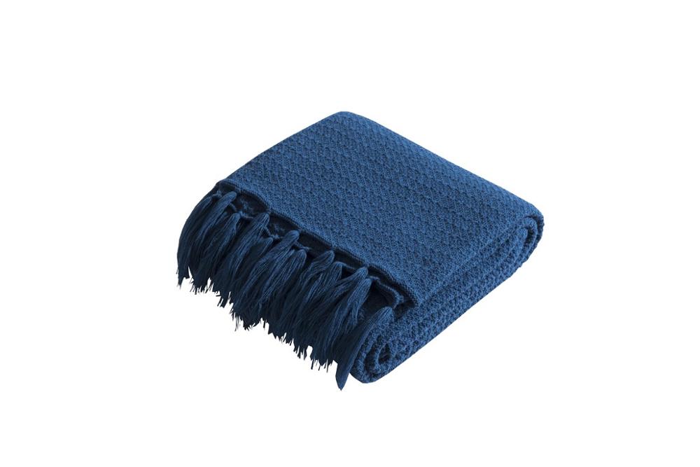 Thuis bank deken dikke gebreide deken zachte reis vliegtuig deken 100%  katoenen deken: Blauw