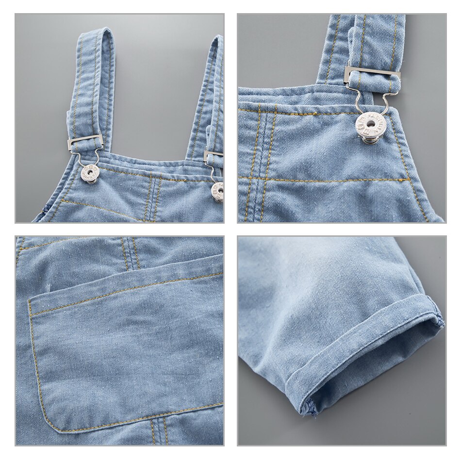 Småbørn baby drenge piger overalls blå denimbukser selebukser børn bomuld elastiske denimbukser overalls bukser