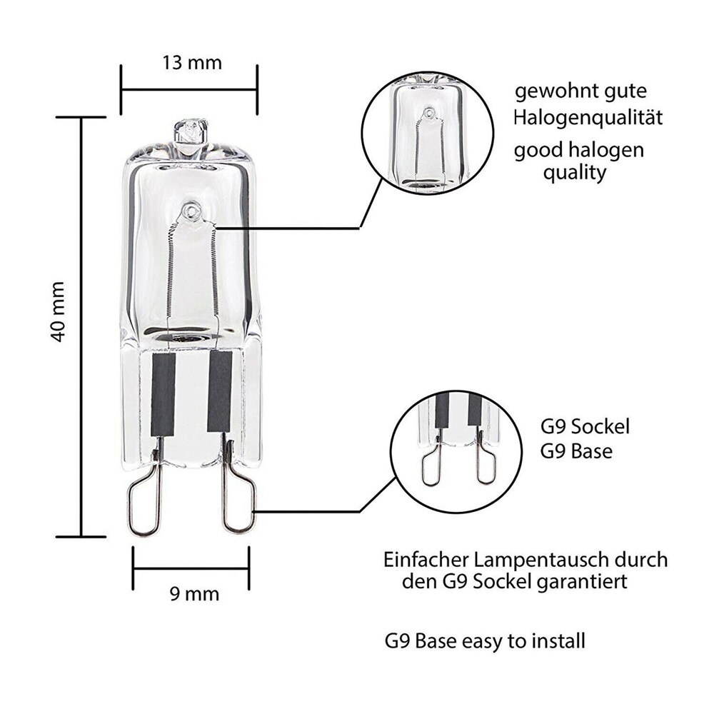 G9 Halogen Bulb Clear Capsule 25W 45W 60W Warm White Lamp Nickel Plated Explosion Proof Halogen Lamps Beads Wall Light 10Pcs/Set