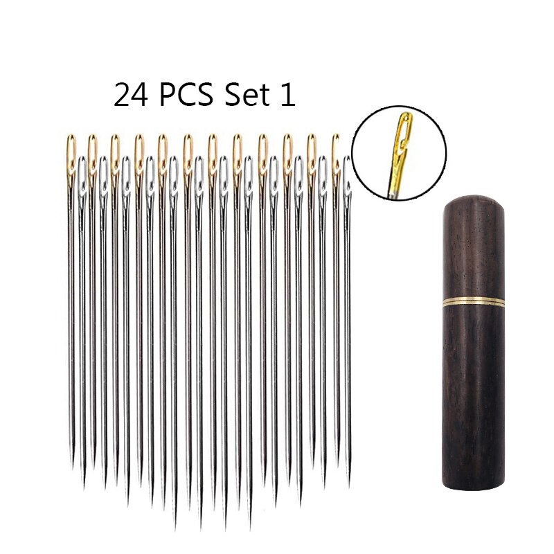 12/24pcs Aveugle Aiguille Personnes Âgées Aiguille-Trou Latéral Main Ménage À Coudre À Coudre En Acier Inoxydable Inutile Filetage Vêtements Couture