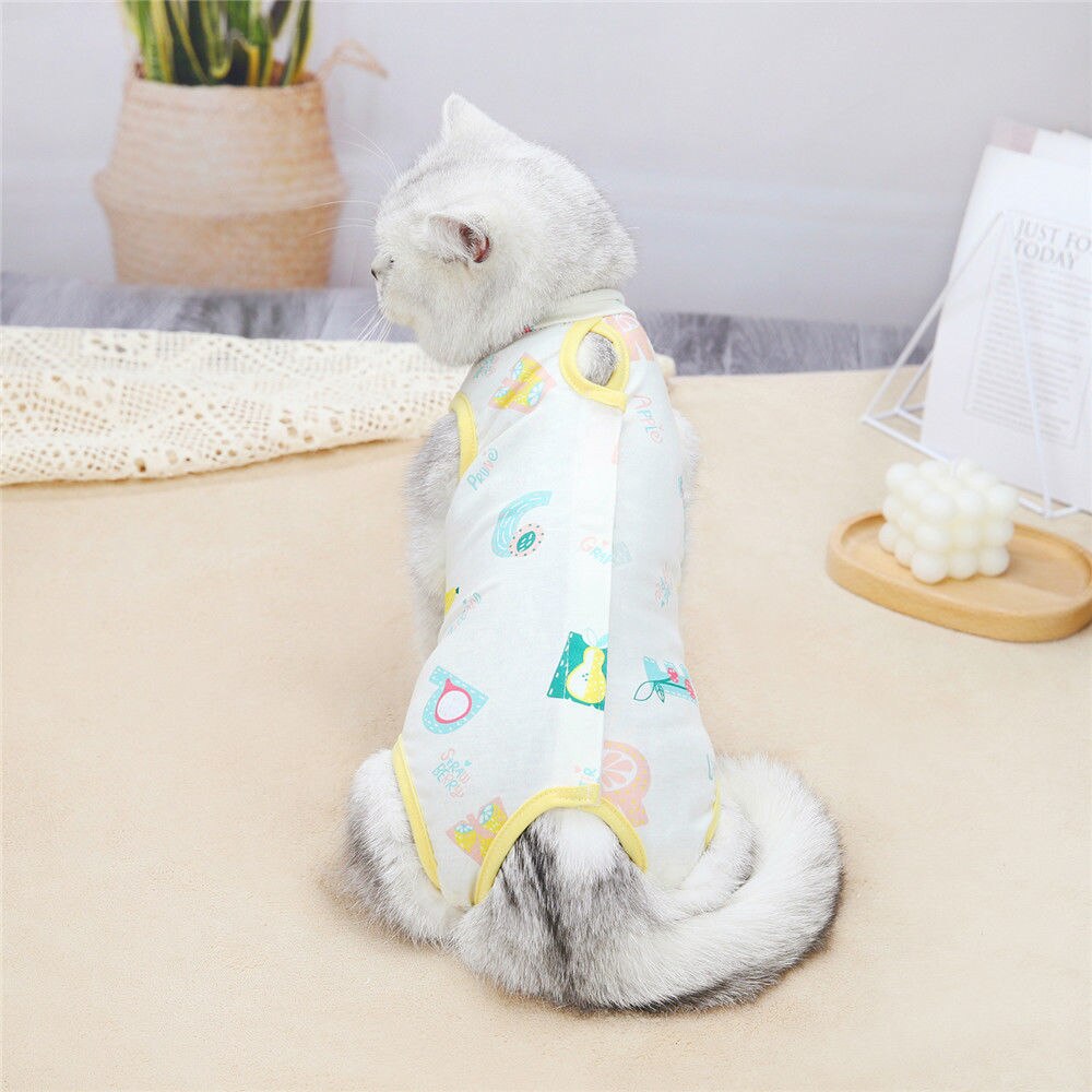Bata quirúrgica de gato para mujer, ropa de esterilización para mascotas, antipérdida de pelo, suministros para mascotas: Yellow / 5-7kg