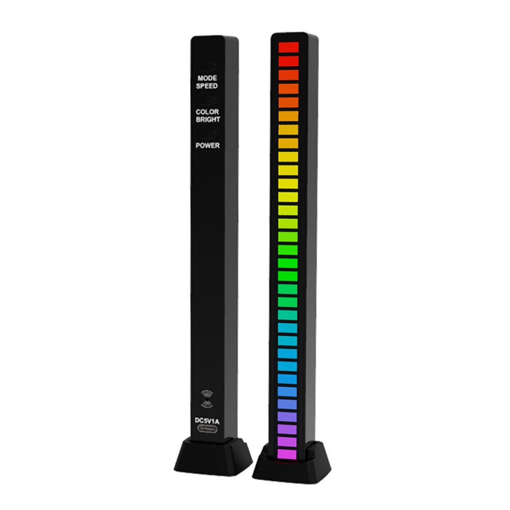 LED Strip RGB Voice-Activated Rhythm Ambient Light Colorful Sound Control Ambient Light Music Level Indicator Car Desktop: USB powered  APP / black