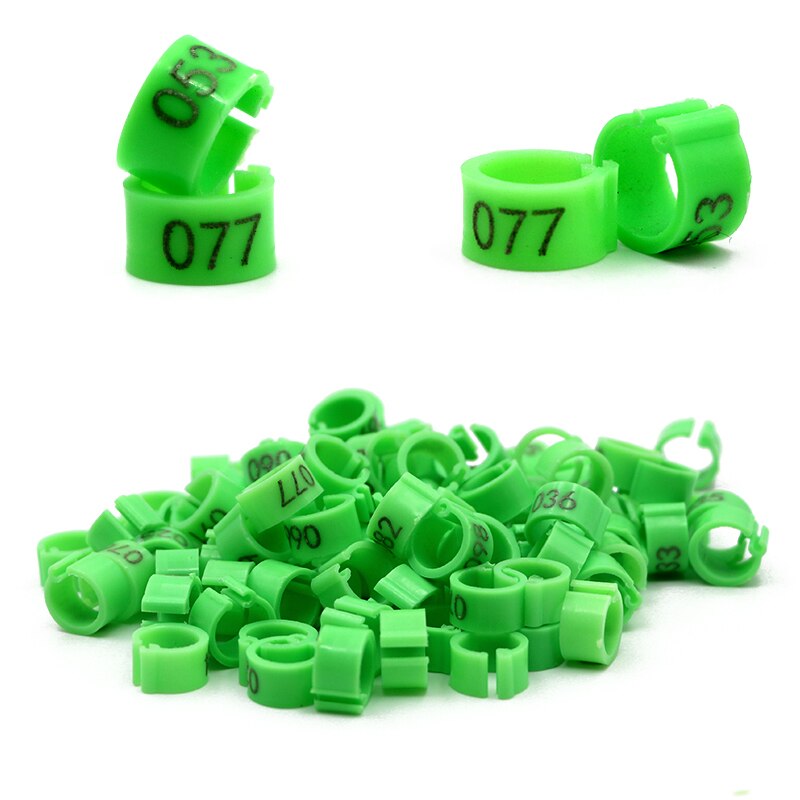 100 Pcs Bird Quail Foot Rings 8mm Pigeon Leg Poultry Dove Bird Parrot Clip Rings Band Foot Ring Pigeon Supplies Bird Appliances: Green