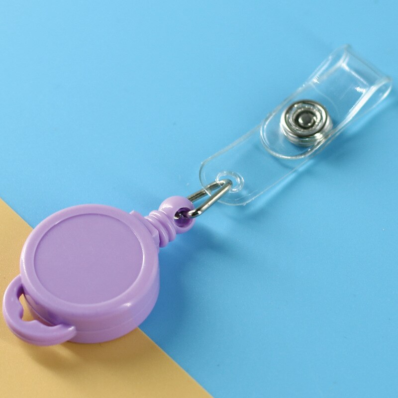 Retractable Pull Badge ID Lanyard Name Tag Card Badge Holder Reels Key Ring Chain Anti-Lost Clips School Student Office Supplies: Purple
