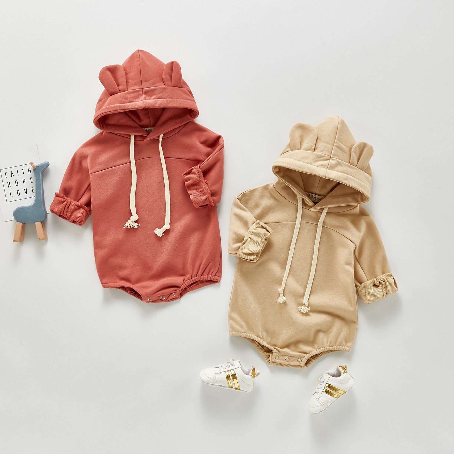 Monos con capucha de oso de dibujos animados para bebé, niños y chicas chicos niños, ropa de un Color, novedad primavera