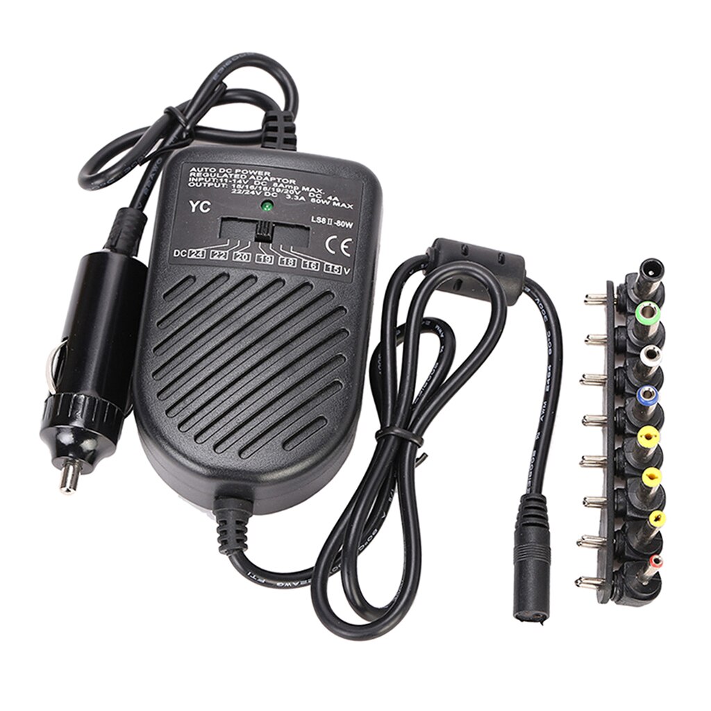 Biloplader strømforsyning adapter 15v-24v 80w til notebook laptop 1 sæt