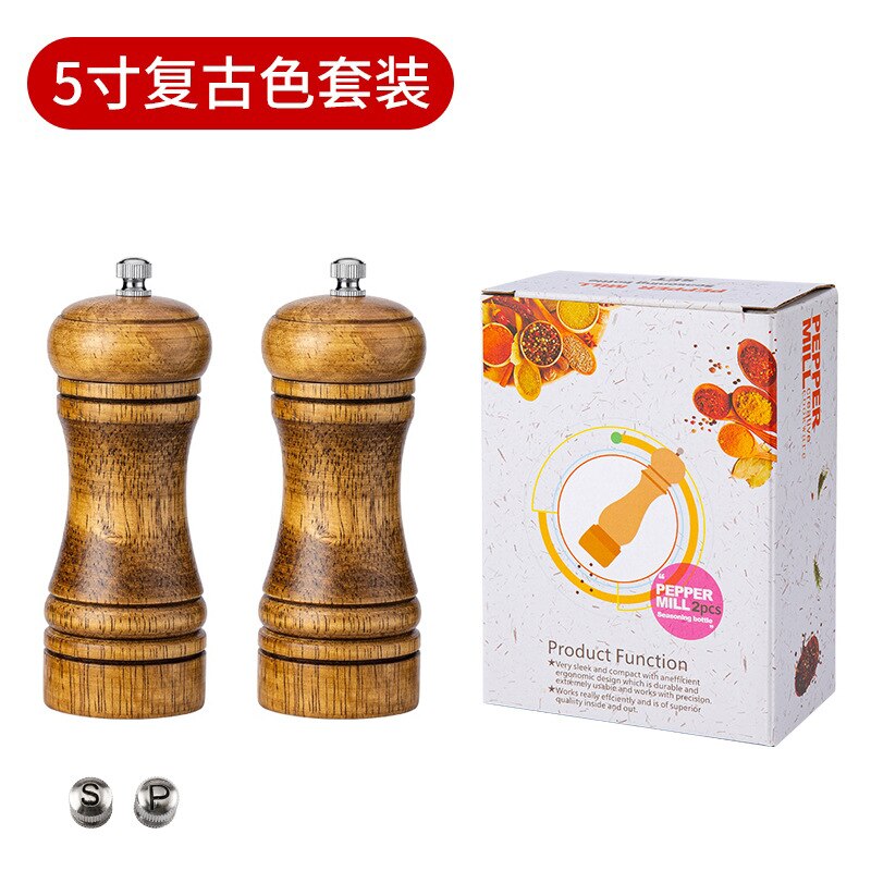 Oak Grinder Pepper Grinder Manual Pepper Grinder Multi-purpose Seasoning Bottle Kitchen Tools: 2