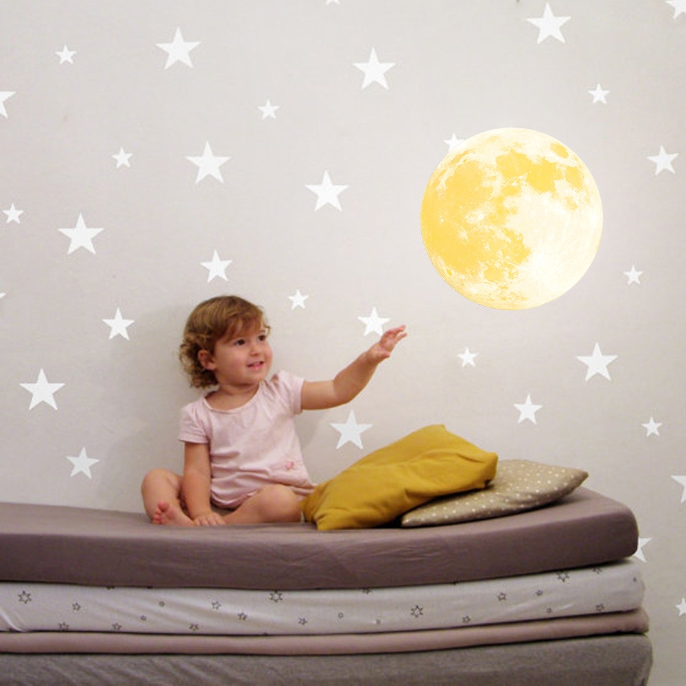 30cm Night Luminous Moon Toys Glowing 3D Fluorescent Moon Sticker Glow In The Dark Toys Light Up for Kids Baby Room Decor