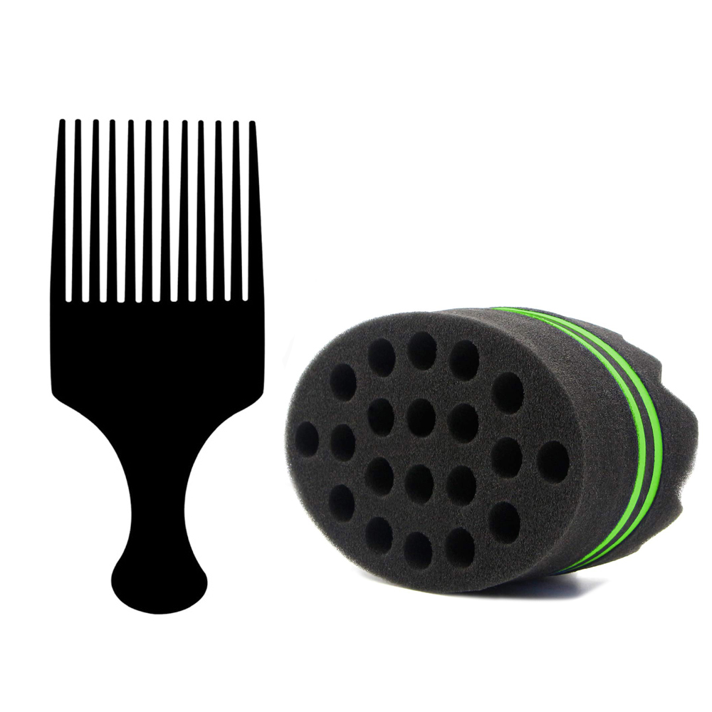 Grote Gaten Spons Voor Haar, Twist Spons, Magische Spons Borstel, Afro Haar Spons Spons Voor Krullen Met Gratis Haar Pick Kam (2 Pack): Licht Geel