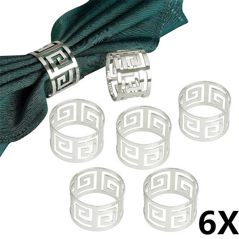 6 stück von hohl Serviette Ring halterung Serviette schnalle Gestell exquisit hause Serviette Halfter dekoration geeignet für hochzeit, Christma: Silber