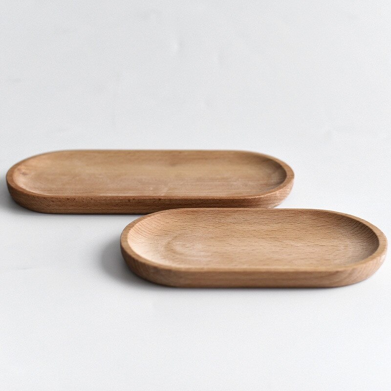Wooden Plate Beech Oval Tray Kitchen Supplies Mini Solid Wood Small Plate Children's Whole Wood Plate Wooden Plate