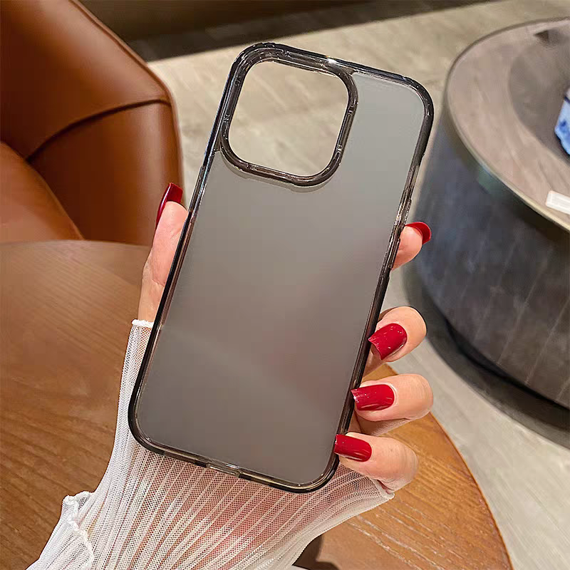 Matte Doorschijnende Siliconen Bumper Case Voor iPhone 16E 16 15 14 Plus 13 Mini 12 Pro Max Schokbestendig Ultra dunne Clear Hard Cover: GRIJS / Iphone 13 Pro Max