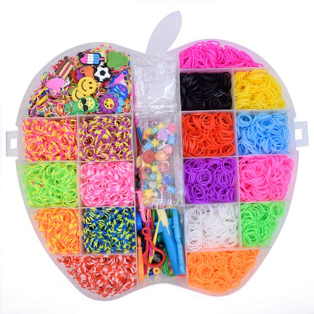 10000pc Rubber Loom Bands Set Box DIY Toys Bracelet Silicone Elastic Bands Weave Loom Bands Toy Tool AccessoriesABC Stickers: 5000pc