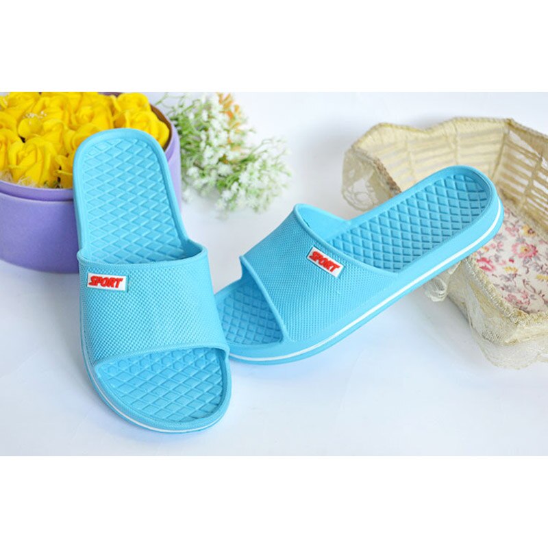 EVA Household Slippers Men's Indoor Flip Flops Lovers' Anti Slip Thick Bottom Slippers Summer Women Home Flat Shoes WSL1000: Sky Blue / 37