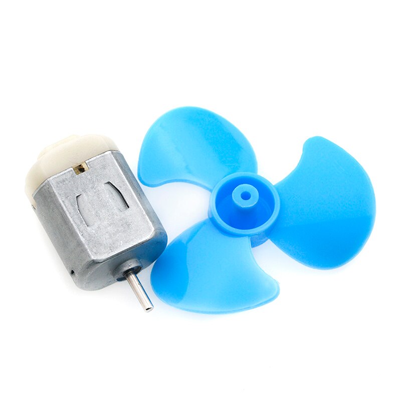 1 conjunto dc micro 130 motor de engrenagem com lâmina de ventilador pequena hélice 3-6v para arduino experiência diy: 1Set blue
