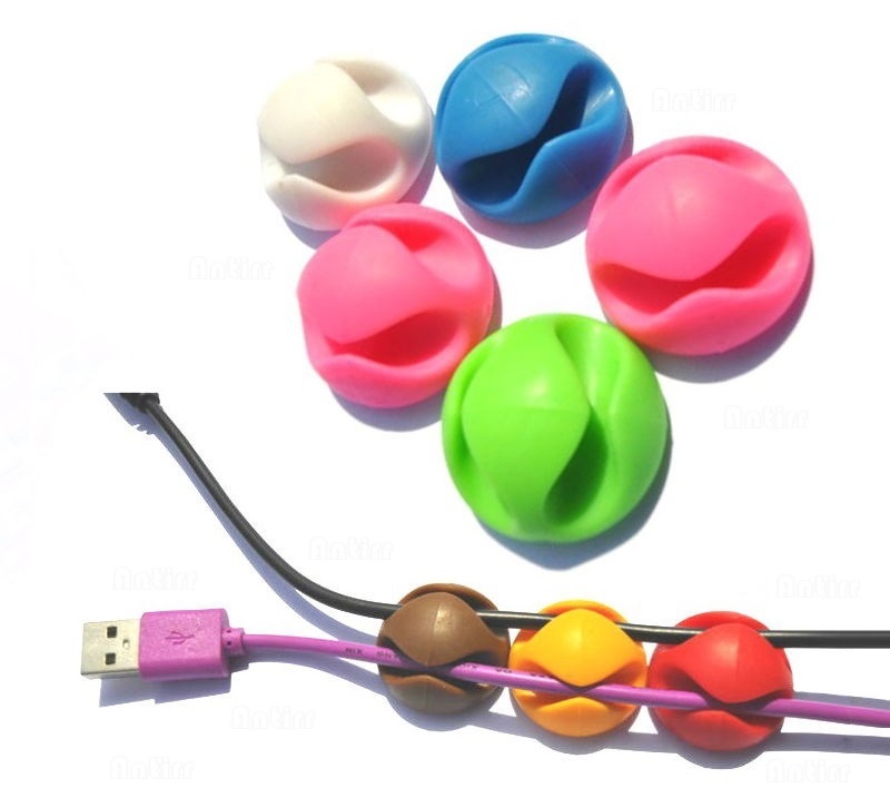 1/2/3/5 Slot Organizer do kabli silikonowy Organizer do zwijania kabla USB Desktop Tidy Management kabel z zaciskami uchwyt do myszy przewód słuchawek