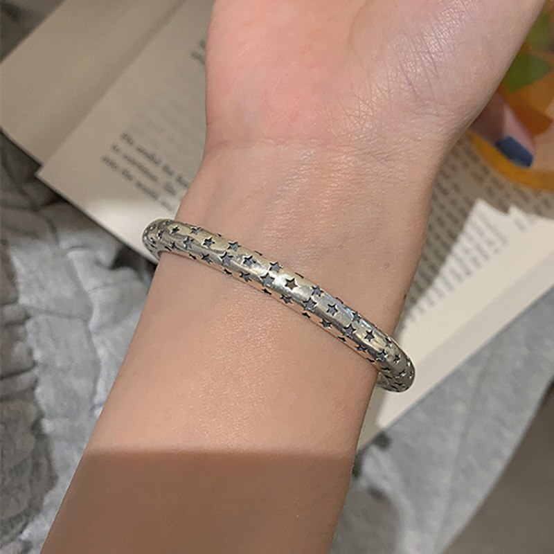 Foxanry 925 abertura do selo brcacelet pulseiras para feminino ins moda vintage punk estrelas festa jóias presentes por atacado