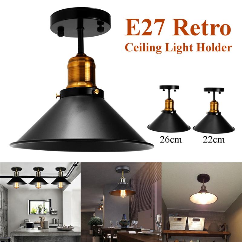 AC220V E27 Vintage Industriële Kroonluchters Opknoping Hanglamp Schaduw Armatuur Ronde Retro Lamp Cover Voor Edison Lamp