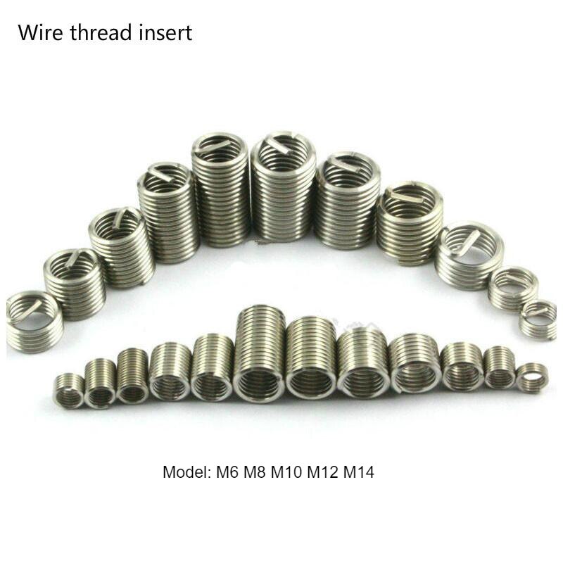 10 Stuks Rvs 304 Opgerolde Draad Schroefdraad Inserts M6 M8 M10 M12 M14 Lange Draad Reparatie Schroef Insert Reparatie tool