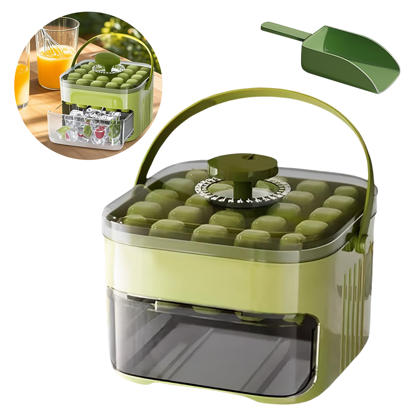 Homemade Ice Tray Mold Non-Stick Freezer Ice Tray with Handle for Chilling Whiskey Cocktail Coffee: green