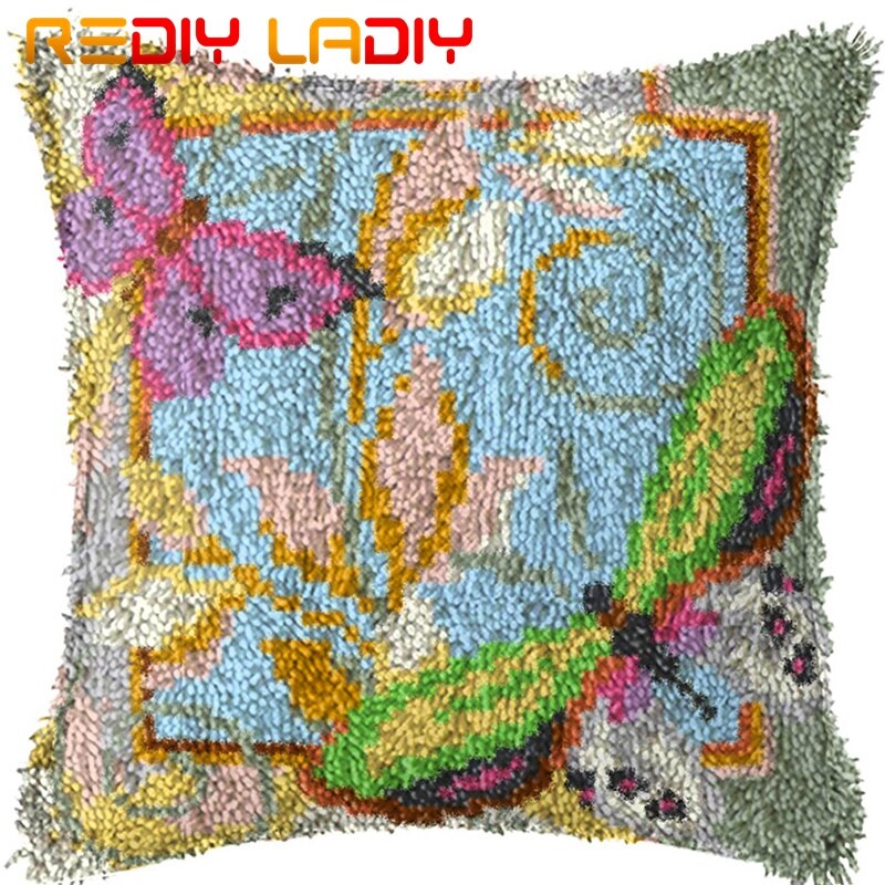 Latch Hook Kits Make Your Own Cushion Daffodil Flowers Printed Canvas Crochet Pillow Case Latch Hook Cushion Cover Hobby & Craft: BZ915