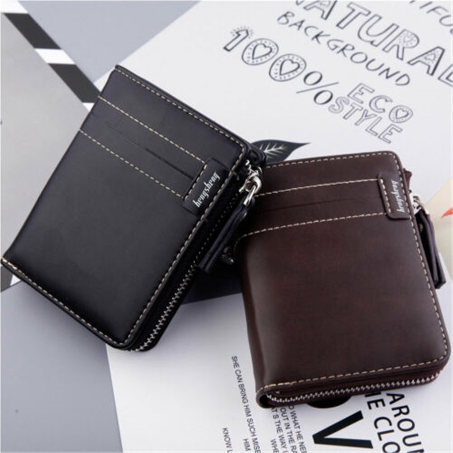 Mærke stil herre pung læder kreditkortholder rfid blokerende lynlås tynd lomme