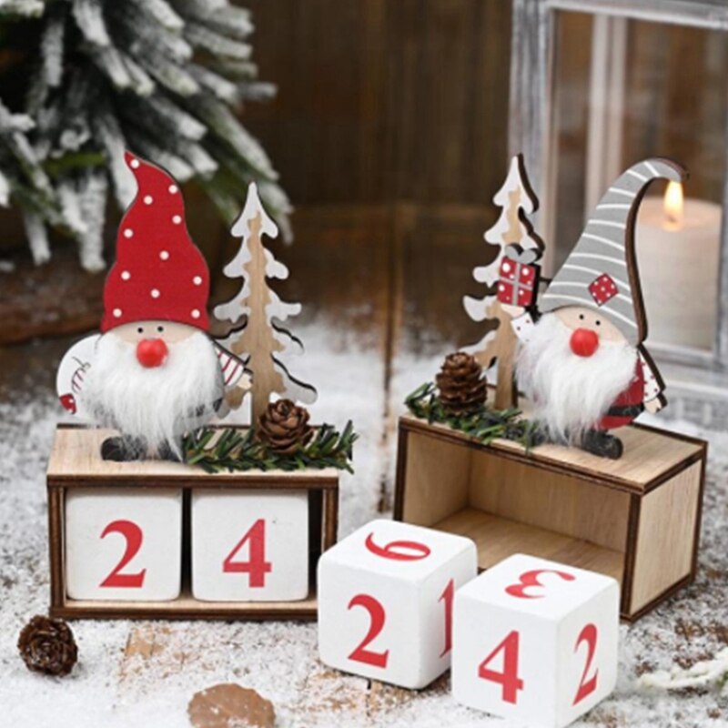 Kerst houten kerstman bureaublad ornament kerstversiering houten dennenappel kalender ouderen ornamenten